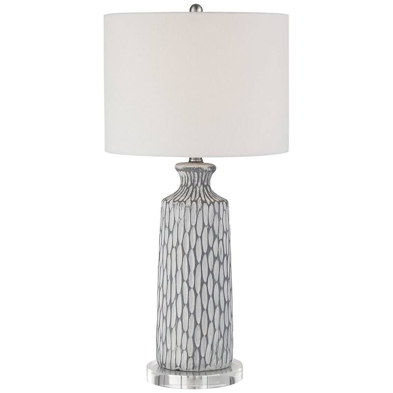 Modern Coastal Table Lamp Round Riser 27 1/4" Tall Gray Ceramic 14" x 26" On Sale Bed Bath